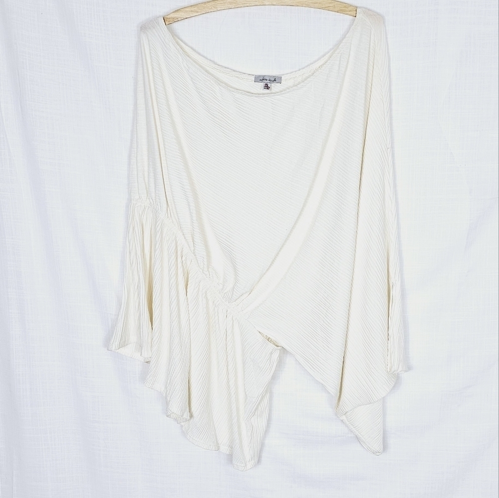 White Birch One Shoulder Sleeve Peplum Elastic Waist Ribbed Top Women's Size 1X